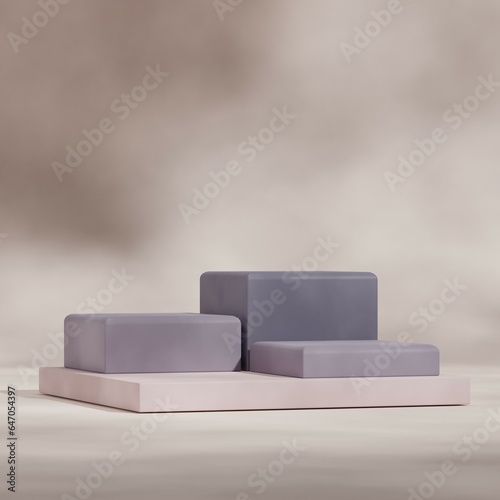 with minimal background  3d rendering blank mockup square podium in square