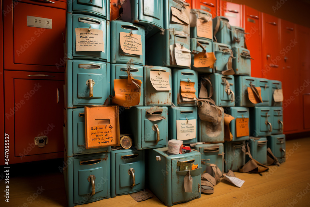 Locker labeled with a student's name, ready for a new school year, Generative AI Locker labeled with a student's name, ready for a new school year, Generative AI