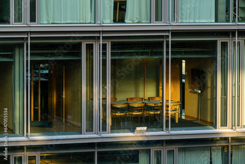 Canvas Print Stockholm, Sweden Large windows on a modern office building.