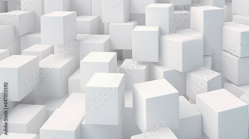 Randomly shifted white cube boxes forming a three-dimensional block.
