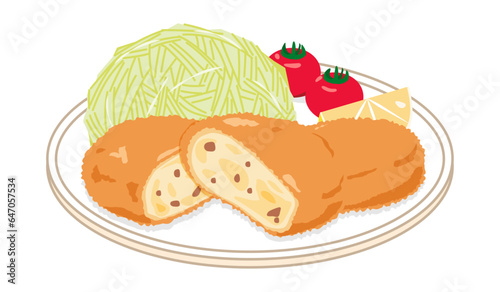 皿に乗ったコロッケ