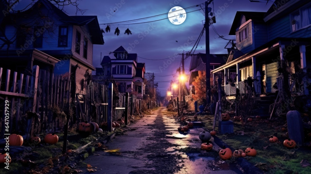 Halloween street in the night