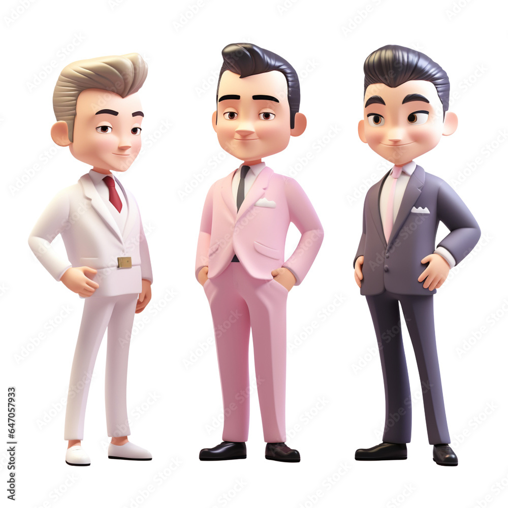 3D Rich man, Business man in pastel tone cartoon character , doctor and nurse