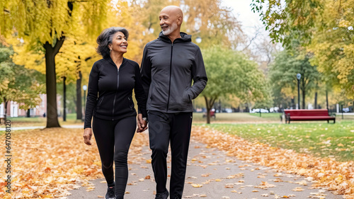 couple walking in autumn park