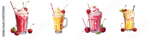 Wallpaper Mural Watercolor cocktail drinks set on white background. Watercolor painting daily routine objects. Hand drawn colorful Sublimation design,white background Torontodigital.ca