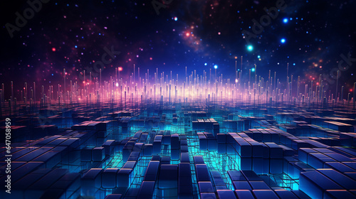 Advanced Digital Data Ecosystem in Cyberspace: AI-Driven Data Analysis and Secure Networking, 3D Render