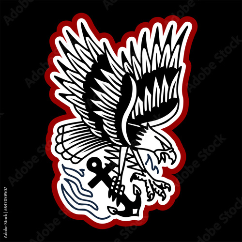 illustration vector of traditional flash tattoo japanese and american style
