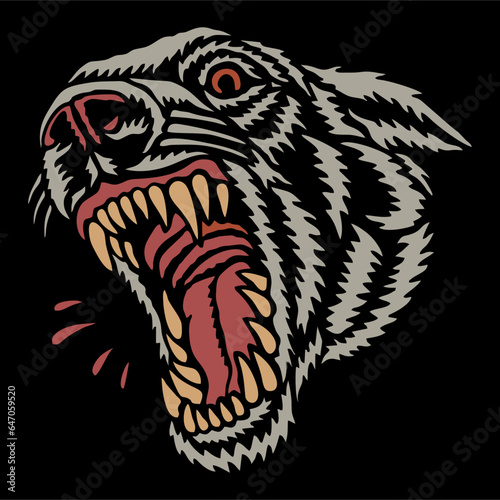 vector illustration artwork of scream carnivore wolf