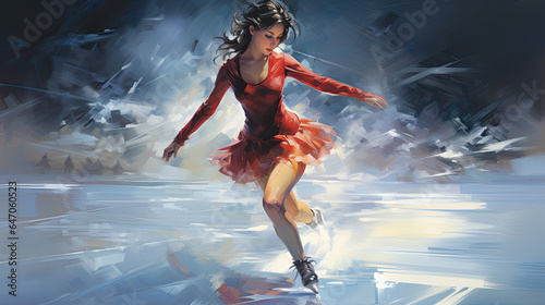 creative illustration of a pretty figure skater