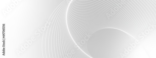 Gray and white abstract background with flowing particles. Digital future technology concept.