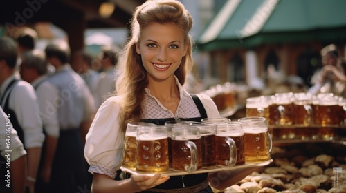 Serving Smiles  A Waitress s Grace with Beer at Oktoberfest