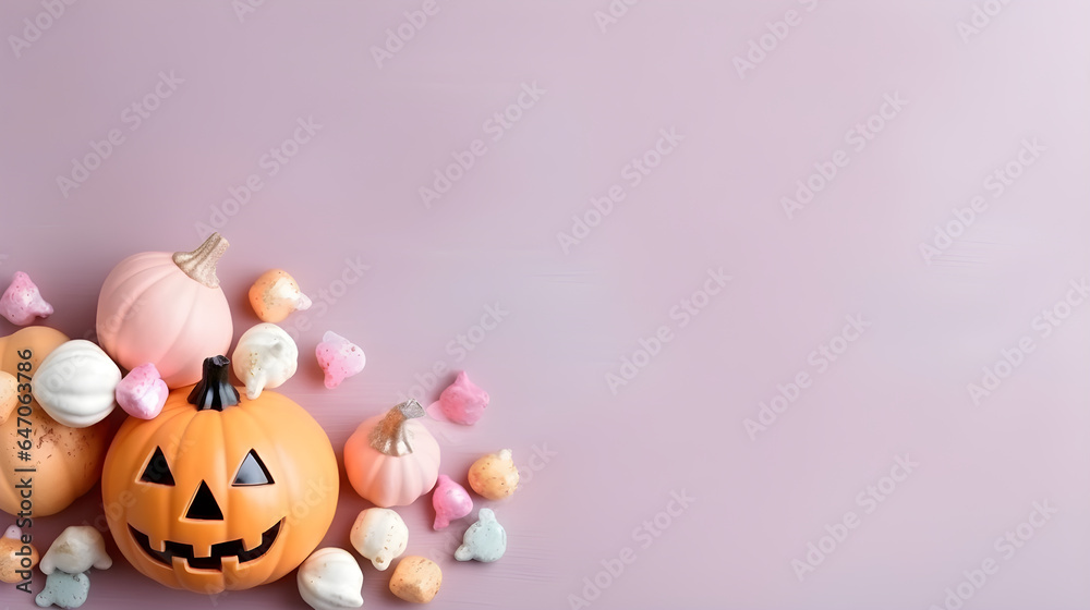 Halloween holiday background concept with jack o lantern. Generative AI