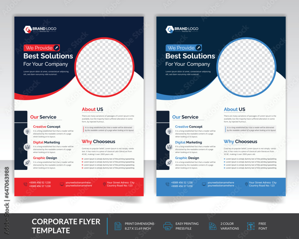 Minimalist corporate flyer template design, Creative corporate flyer