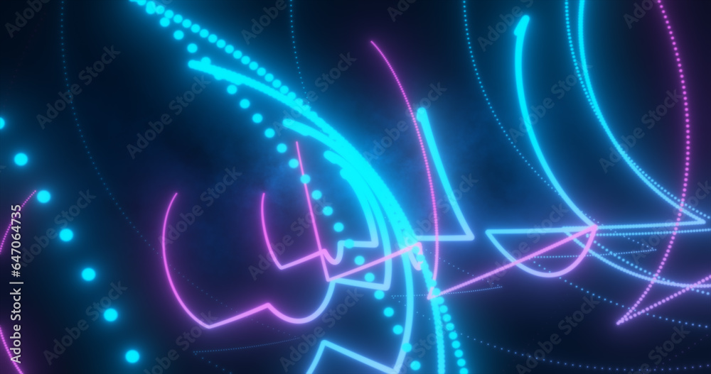 Fototapeta premium Abstract blue and purple glowing neon energy laser lines flying on a black background