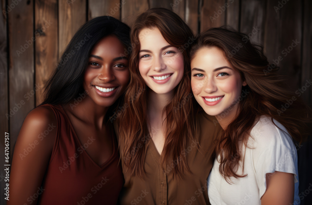 Group of cheerful young women together