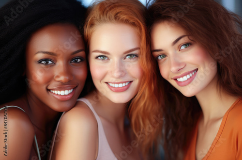 Group of cheerful young women together © JuanM