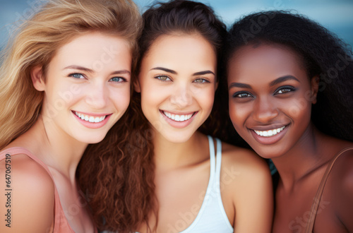 Group of cheerful young women together