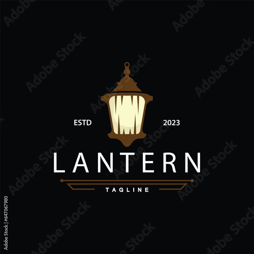Lantern Logo Vintage Street Lighting Design Illustration Template