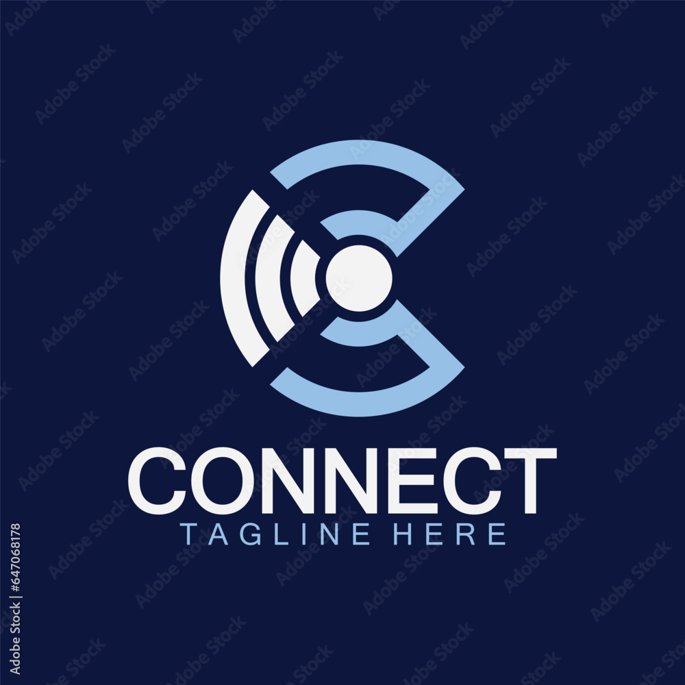 Letter c connection logo with signal design vector illustration Letter c connection logo with signal design vector illustration