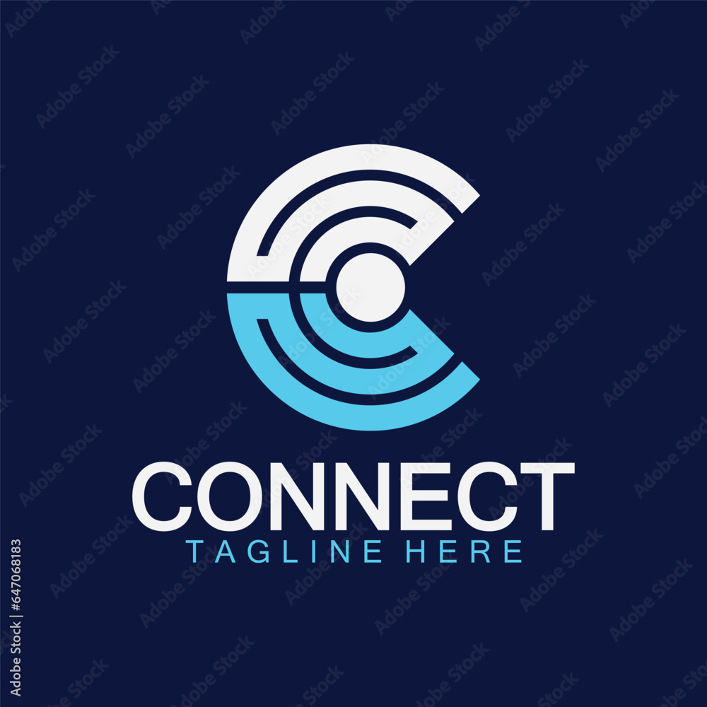Letter c connection logo with signal design vector illustration Letter c connection logo with signal design vector illustration