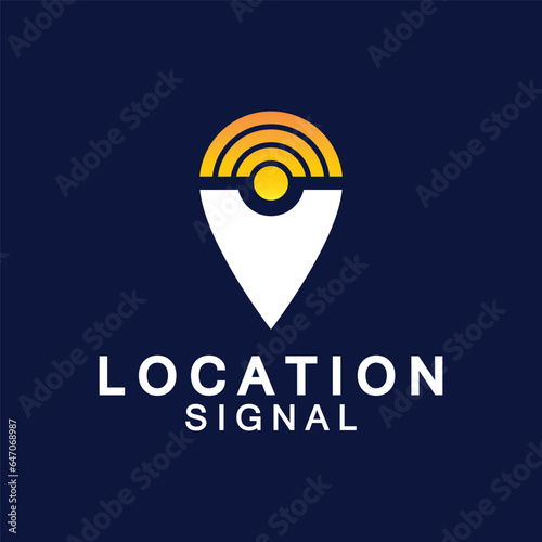 Pointer map with wifi internet signal location connection icons logo design