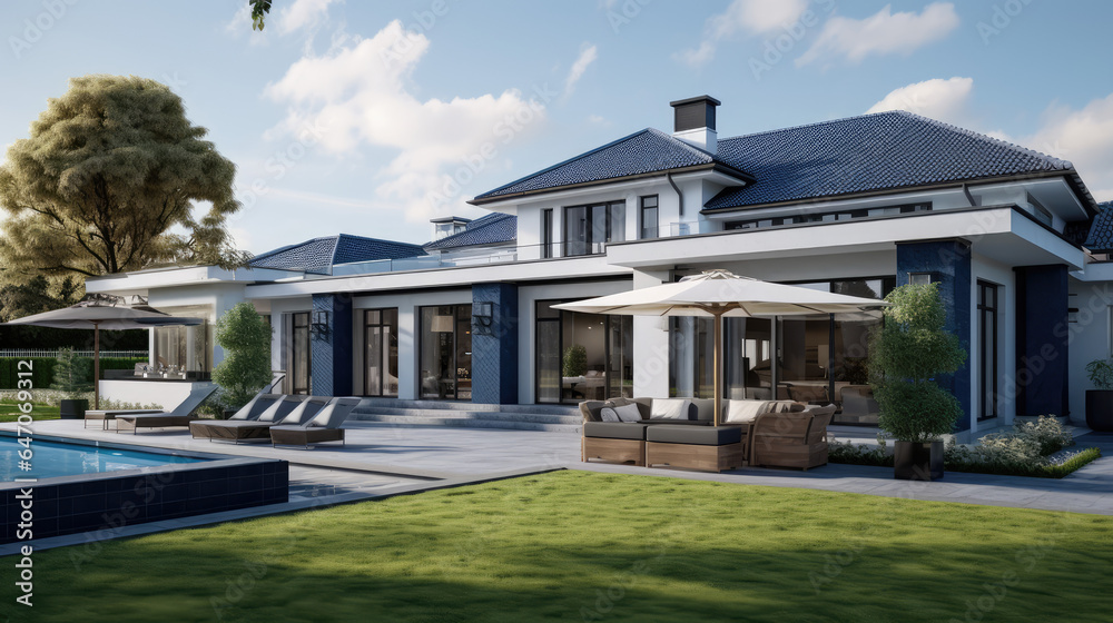 modern traditional residential home, outdoor, Generative ai modern traditional residential home, outdoor, Generative ai