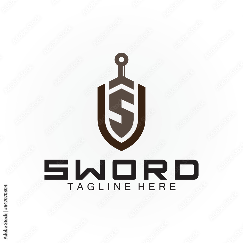 Obraz premium Letter S sword and shield logo design