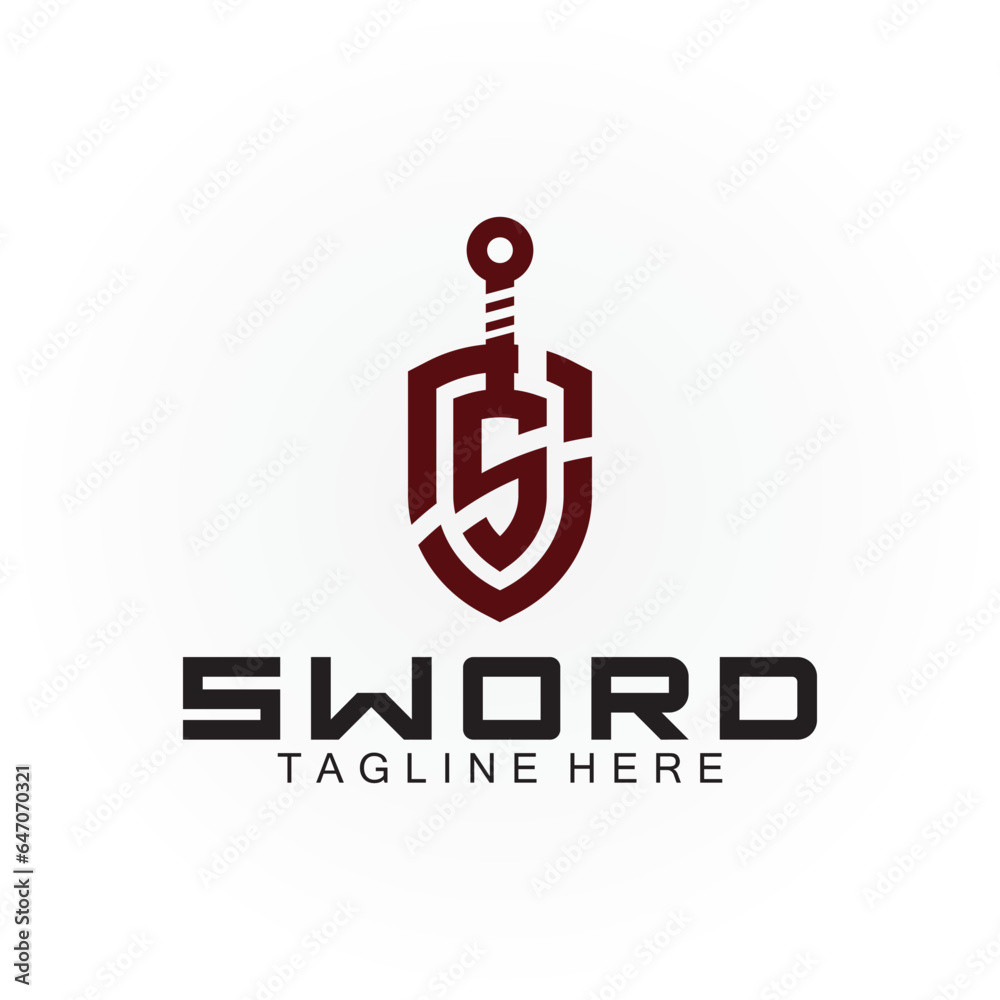 Letter S sword and shield logo design Letter S sword and shield logo design