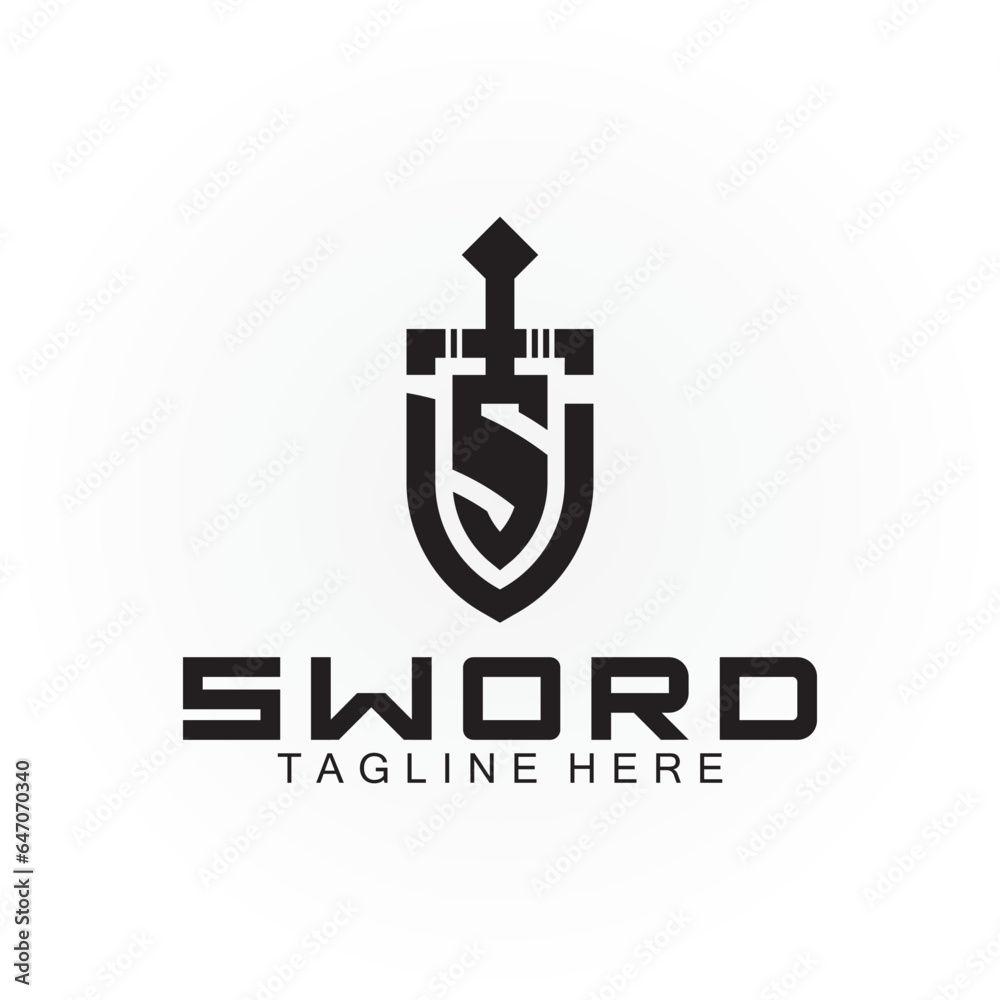 Letter S sword and shield logo design Stock Vector | Adobe Stock