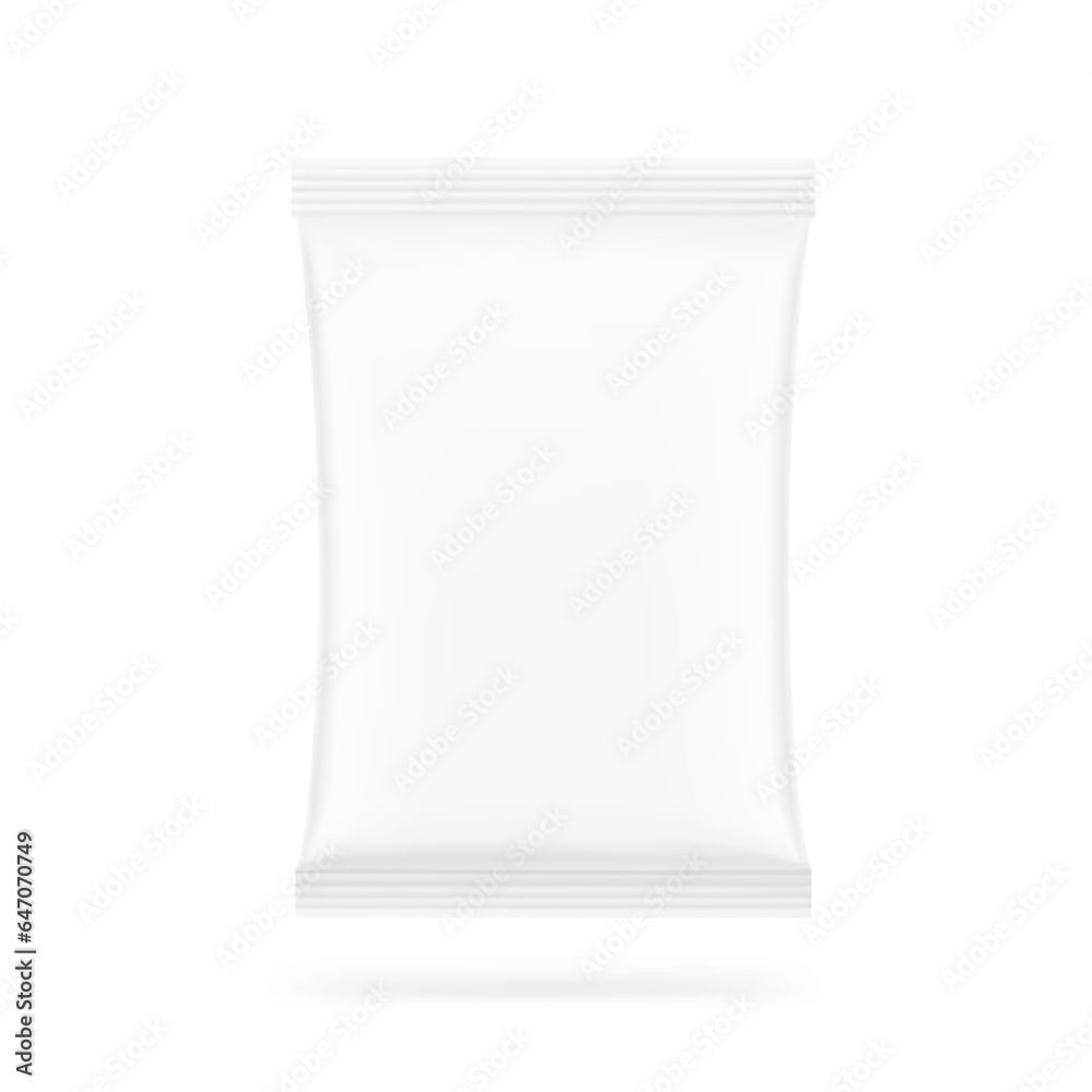 Blank clear pillow bag mockup. Front view. Vector illustration isolated on white background. Perfect to create your final pack shot. EPS10. Blank clear pillow bag mockup. Front view. Vector illustration isolated on white background. Perfect to create your final pack shot. EPS10.