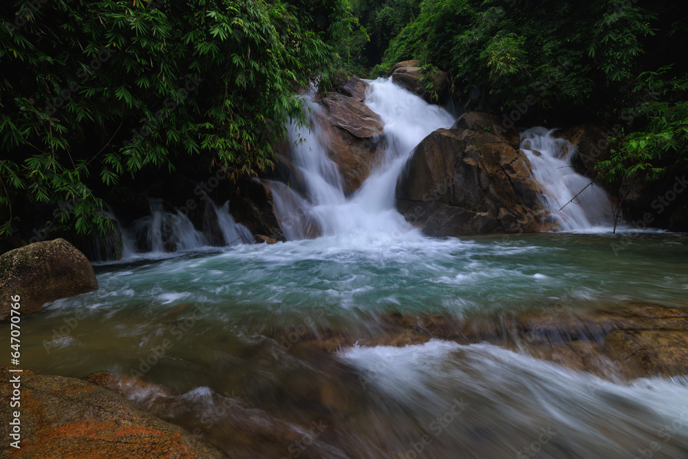 Krating waterfall in the rainy season and refreshing greenery forest in the national park of Khao Khitchakut Chanthaburi province Thailand, for background wallpaper, Krating waterfall in the rainy season and refreshing greenery forest in the national park of Khao Khitchakut Chanthaburi province Thailand, for background wallpaper,