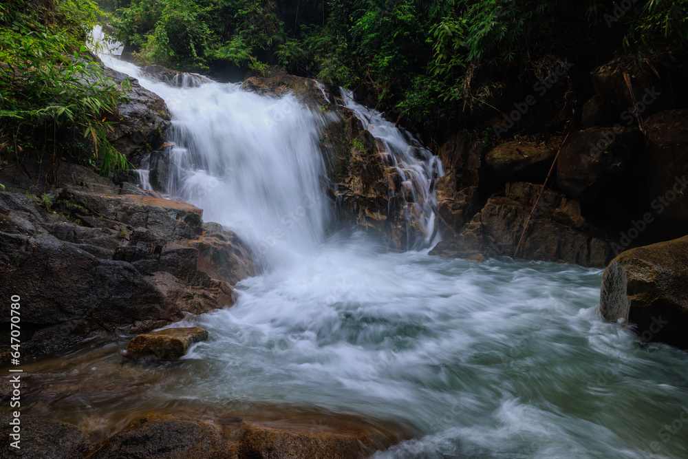 Krating waterfall in the rainy season and refreshing greenery forest in the national park of Khao Khitchakut Chanthaburi province Thailand, for background wallpaper, Krating waterfall in the rainy season and refreshing greenery forest in the national park of Khao Khitchakut Chanthaburi province Thailand, for background wallpaper,
