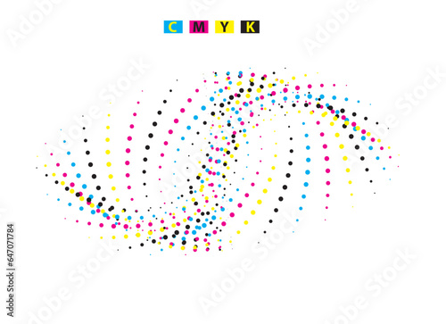 a colorful of circle abstract the snail with dots, a colorful abstract design with dots, a cmyk abstract background with halftone