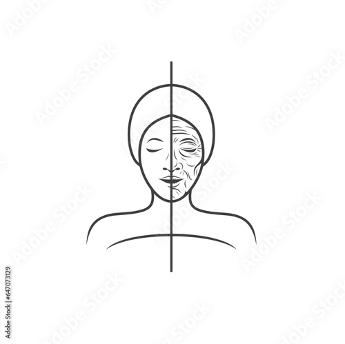 illustration of anti aging, prevent aging, facial skin care.