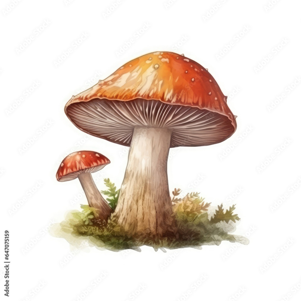 Fototapeta premium Beautiful Mushroom on white background with generative ai