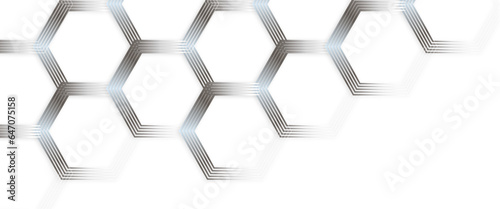 Modern hexagon vector illustration, geometric background with gold hexagon and striped line with a transparent background.