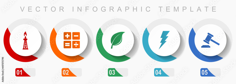 Fuel and energy icon set, miscellaneous icons such as oil and gas, calculator, leaf, bolt and auction, flat design vector infographic template, web buttons in 5 color options Fuel and energy icon set, miscellaneous icons such as oil and gas, calculator, leaf, bolt and auction, flat design vector infographic template, web buttons in 5 color options