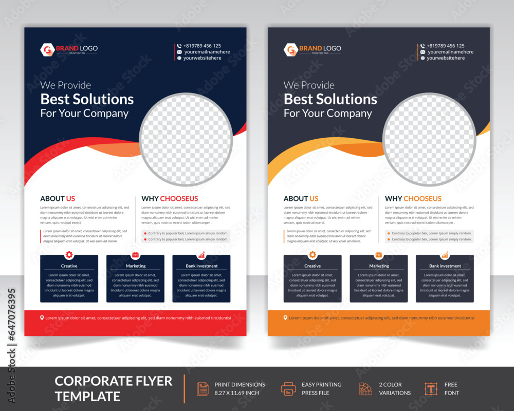 Corporate flyer template design with organic shape, Creative corporate multipurpose minimal flyer template print design
