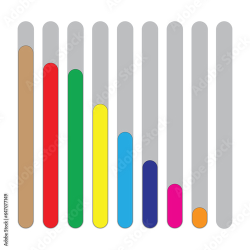 Colors growing and down graph. vector illustration