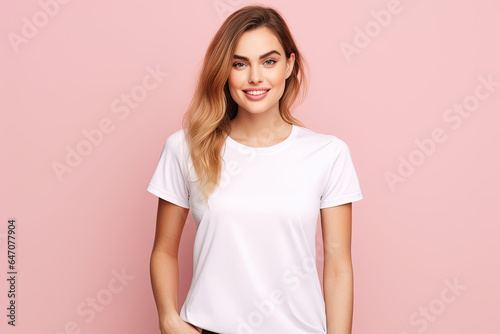 Young woman wearing white shirt mockup