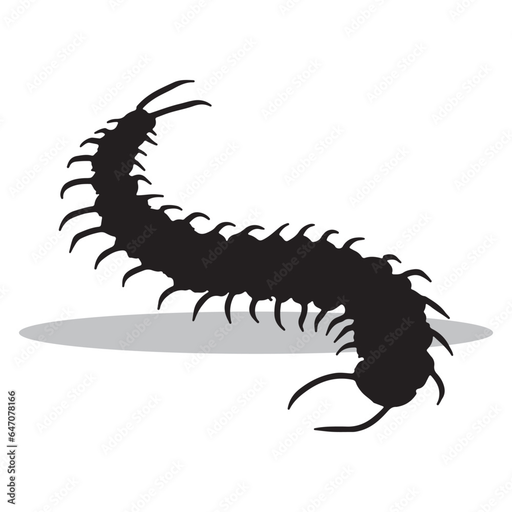 Centipede Silhouette, cute Centipede Vector Silhouette, Cute Centipede