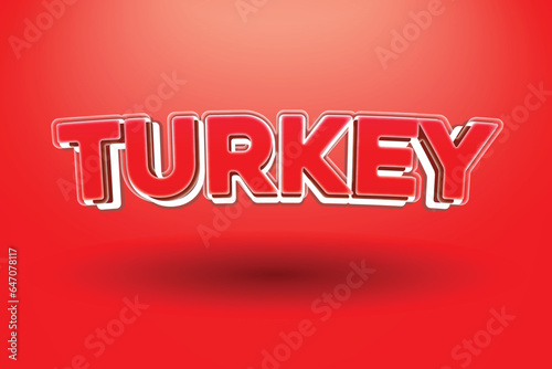 Turkey word logo design with 3d bold text effect.