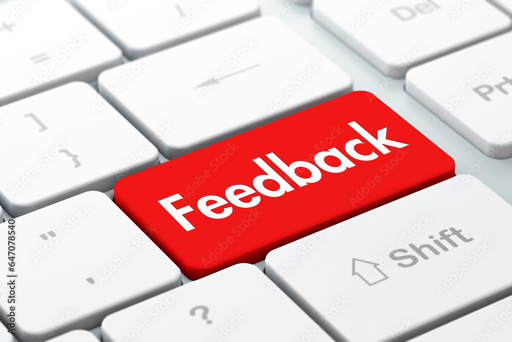 Concept of computer keyboard key with the word feedback on it ready to press enter Concept of computer keyboard key with the word feedback on it ready to press enter