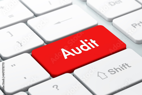 Concept of computer keyboard key with the word Audit on it ready to press enter