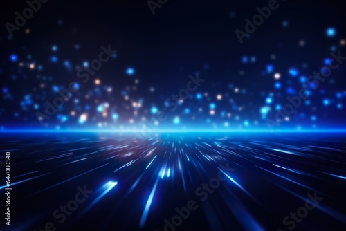 Wallpaper Mural Dark blue abstract neon lights background, technology business grainy gradient dynamic perspective background Torontodigital.ca