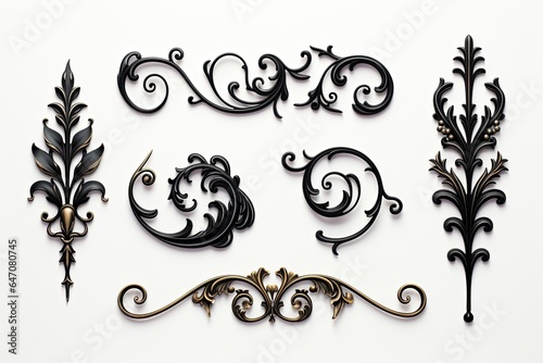3d wrought iron decoration set Isolated On White
