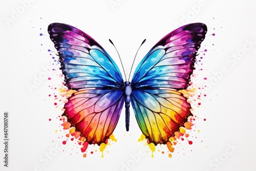 Butterfly Tie Dye colorful background. Watercolor paint background © kramynina