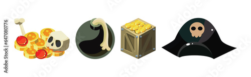 Pirate Adventure Game Icon and Element Vector Set