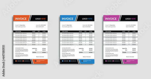 simple Corporate Business Invoice design template vector illustration form price invoice design