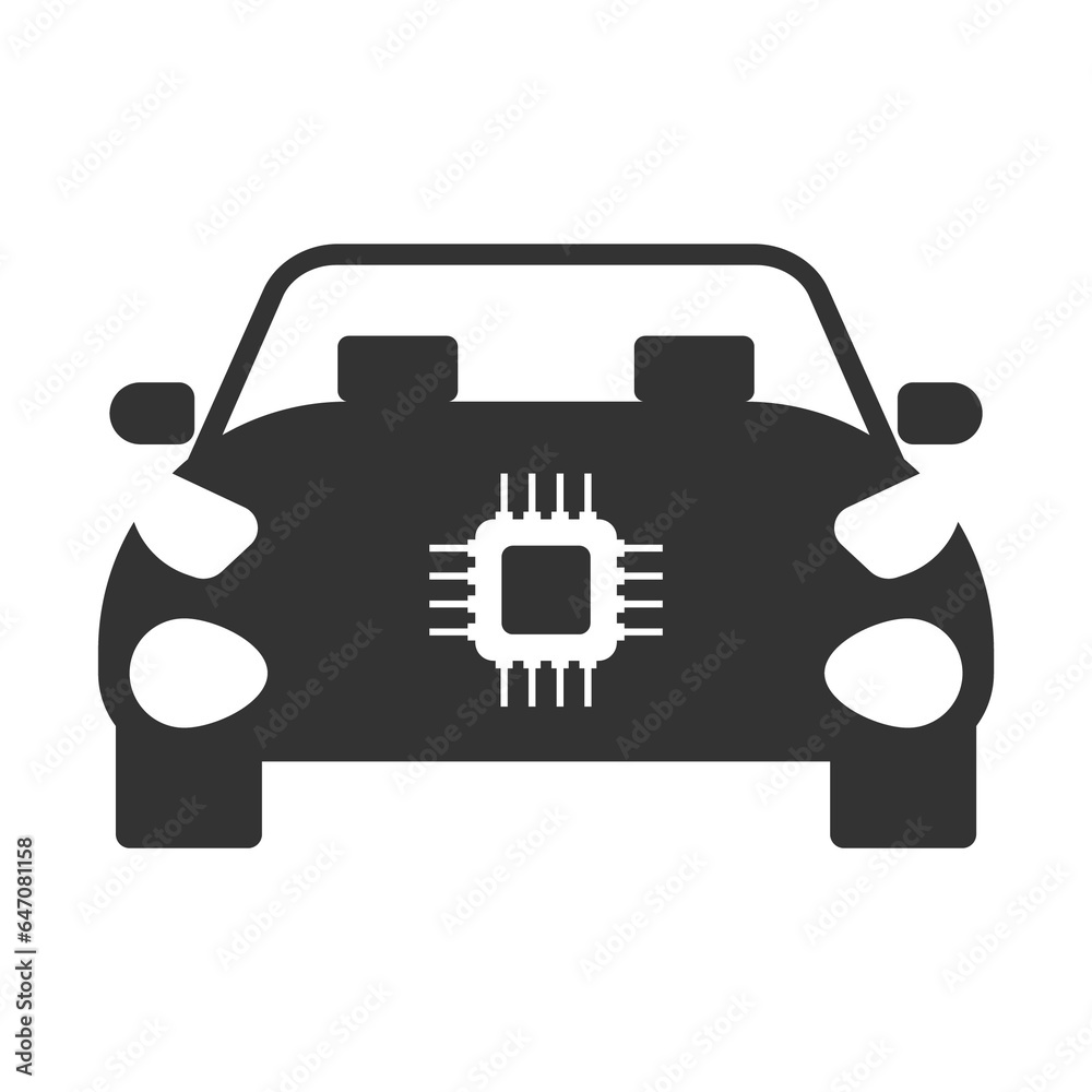 Vector illustration of car cpu engine icon in dark color and transparent background(png).